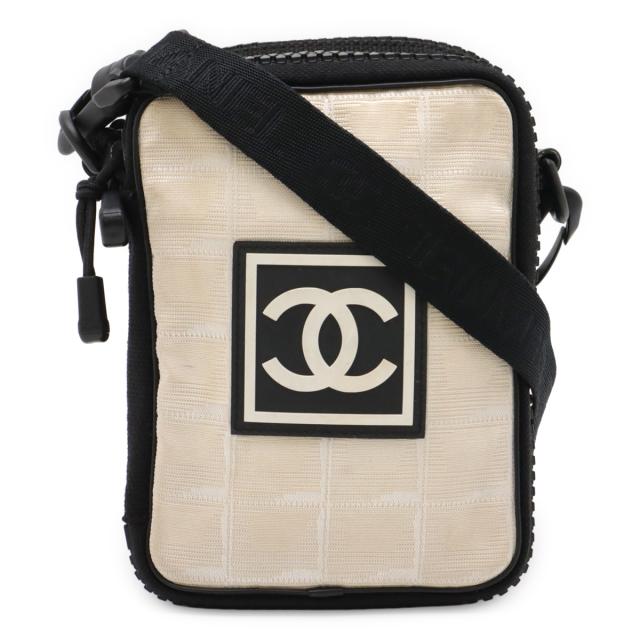 CHANEL シャネル スポーツライン ニュートラベルライン ココマーク ショルダーバッグ 2WAY ウエストポーチ ナイロン アイボリー ブラック A22059