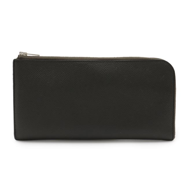 HERMES エルメス リミックス コンバイン デュオ L字型ファスナー 長財布 ヴォーエプソン レザー グレー シルバー金具 A刻印 ケース欠品