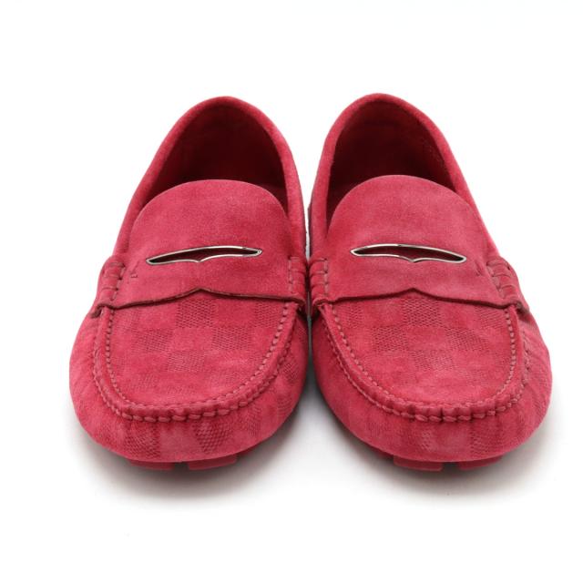 LOUIS VUITTON ルイ ヴィトン ダミエ シェイドライン ドライビングシューズ ローファー モカシン スリッポン スエード フューシャ #5 24.5cm