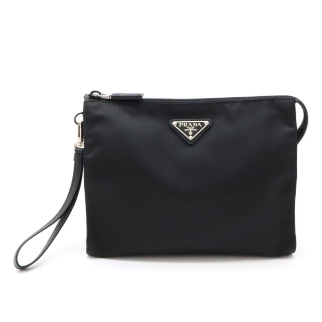 PRADA プラダ セカンドバッグ クラッチバッグ マルチポーチ ナイロン レザー NERO 黒 ブラック シルバー金具 2NE789