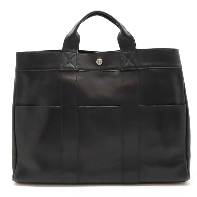 エルメス フールトゥMM ハーフレザー ブラウン キャンバス シルバー