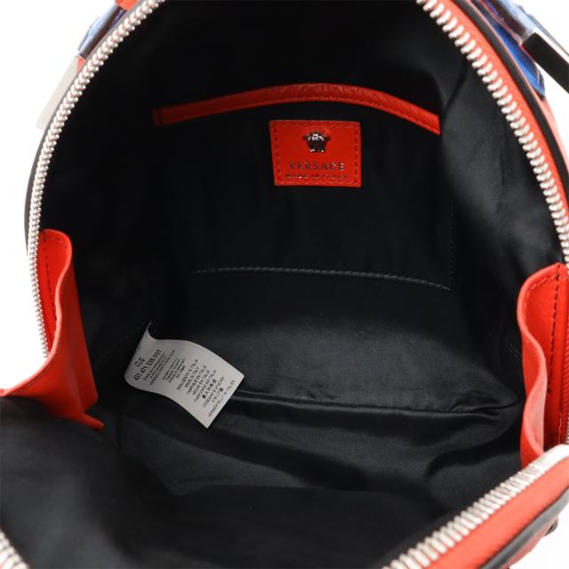VERSACE ヴェルサーチェ ヴェルサーチ ベルサーチ メデューサ バックパック リュックサック ミニリュック 2WAY レザー レッド ブルー シルバー金具 VERSACE ヴェルサーチェ ヴェルサーチ ベルサーチ メデューサ バック