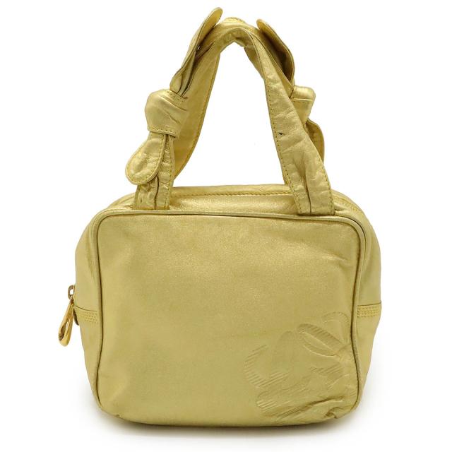 LOEWE ロエベ オールドロエベ アナグラム ハンドバッグ ミニバッグ レザー メタリックゴールド ゴールド金具