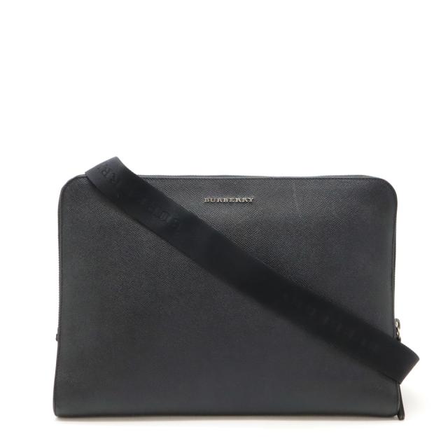 BURBERRY ブラック レザー クラッチバッグ Burberry レザークラッチ