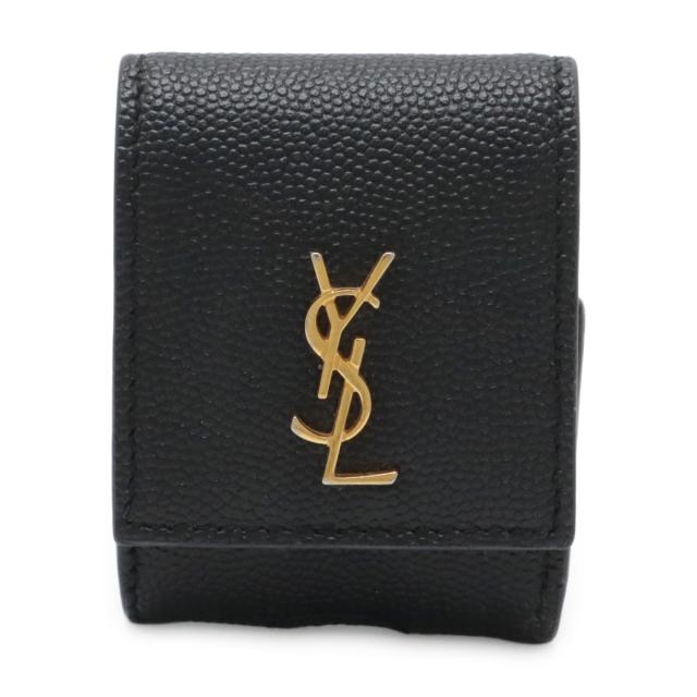 SAINT LAURENT PARIS サン ローラン パリ YSL イブサンローラン AirPods エアーポッズ イヤホンケース レザー ブラック 黒 ゴールド金具 612111