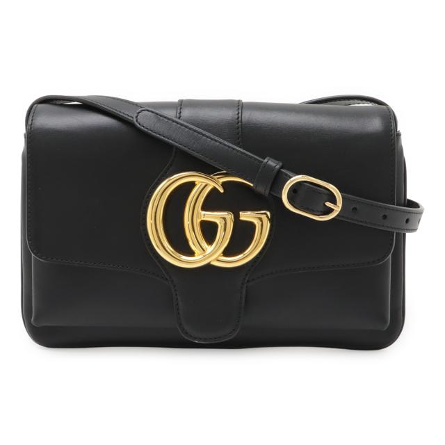GUCCI グッチ アリー GGマーモント ショルダーバッグ ポシェット レザー ブラック 黒 ゴールド金具 550129