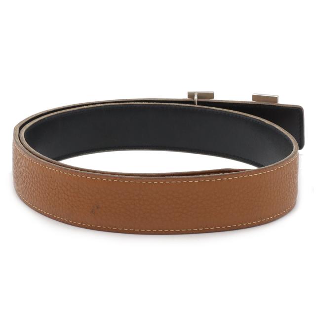 エルメス HERMES 80 Hベルト レザー 黒×ブラウン リバーシブル