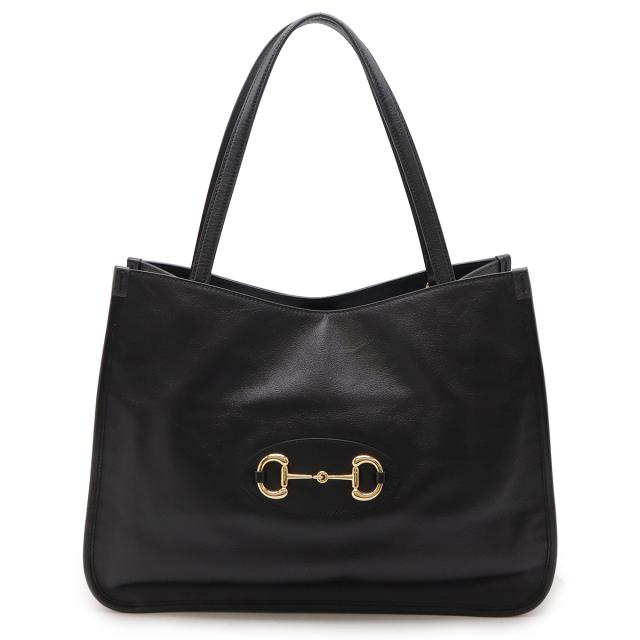 GUCCI グッチ ホースビット トートバッグ ショルダーバッグ セミショルダー 肩掛け レザー ブラック 黒 ゴールド金具 623694