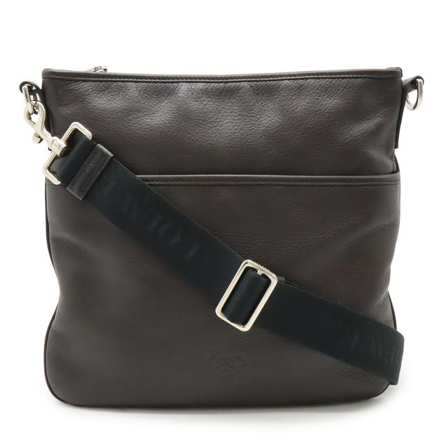 LOEWE ロエベ アナグラム ショルダーバッグ 斜め掛け レザー ダークブラウン 茶 シルバー金具