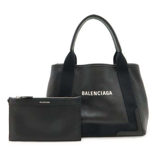 BALENCIAGA バレンシアガ ネイビーカバス S スモール ロゴ ハンドバッグ トートバッグ レザー ブラック 黒 ポーチ付 339933