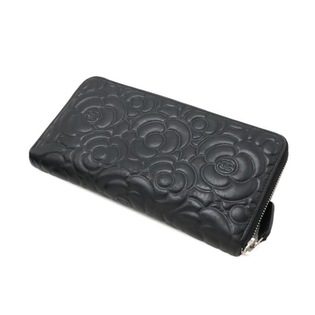 CHANEL シャネル カメリア エンボス ココマーク 2つ折財布 二つ折り