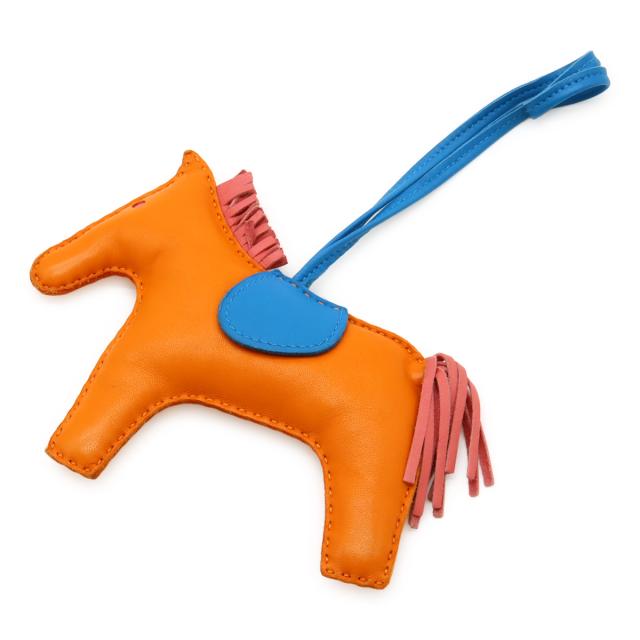 HERMES エルメス ロデオ GM バッグチャーム アクセサリー 馬モチーフ レザー アニョーミロ オレンジポピー ブルーザンジバル ローズアザレ A刻印