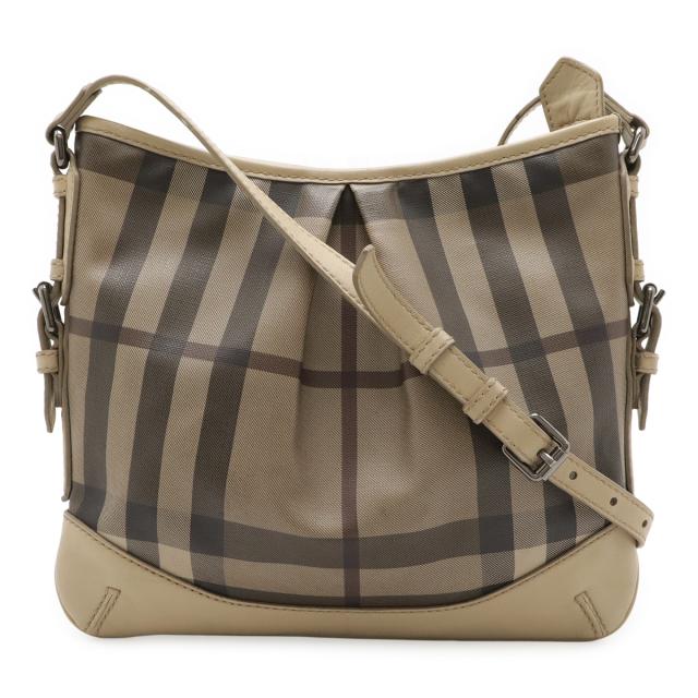 BURBERRY バーバリー スモークドチェック チェック柄 ショルダーバッグ 斜め掛け PVC レザー グレージュ マルチカラー