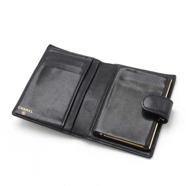 CHANEL シャネル　二つ折り財布　ココマーク　キャビアスキン　ガマ口 CHANEL シャネル ココマーク キャビアスキン 2つ折財布 二つ折り財布