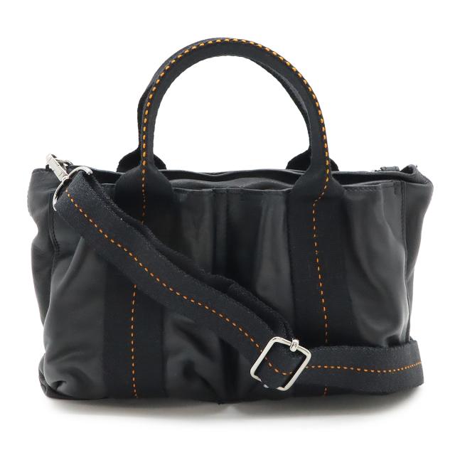 HERMES エルメス キャラバン ホリゾンタルPM トートバッグ 2WAY ショルダーバッグ 斜め掛け ヴォーデルマ レザー ブラック 黒 オレンジ