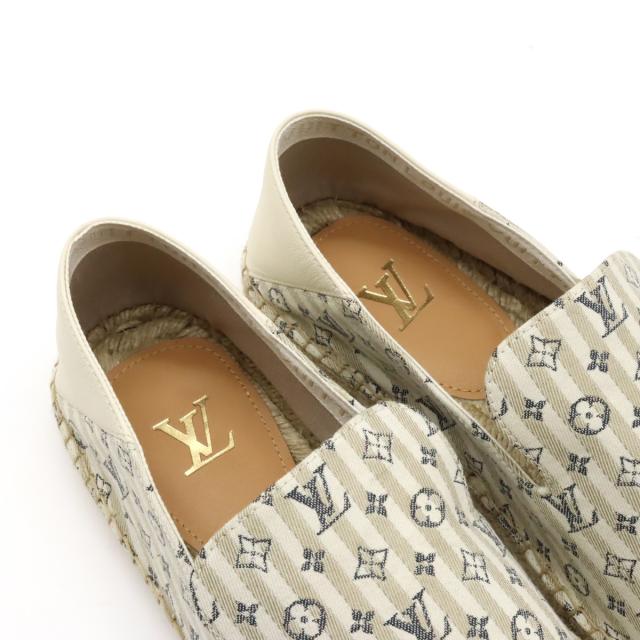 LOUIS VUITTON ルイ ヴィトン ビダール ライン ローファー エスパドリーユ スリッポン フラットシューズ ジュート #9 27.5cm 1ABFR6