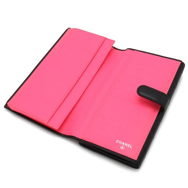 美品 CHANEL シャネル ラムスキン カンボンライン がま口二つ折り財布