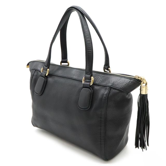 GUCCI グッチ ソーホー インターロッキングG トートバッグ ハンドバッグ フリンジ タッセル レザー ブラック 黒 ゴールド金具 282307 GUCCI グッチ ソーホー インターロッキングG トートバッグ