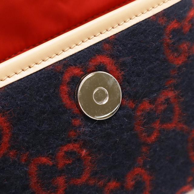 Gucci リュック 赤/紺 ウール/レザー Gucci リュック 赤/紺 ウール/レザー