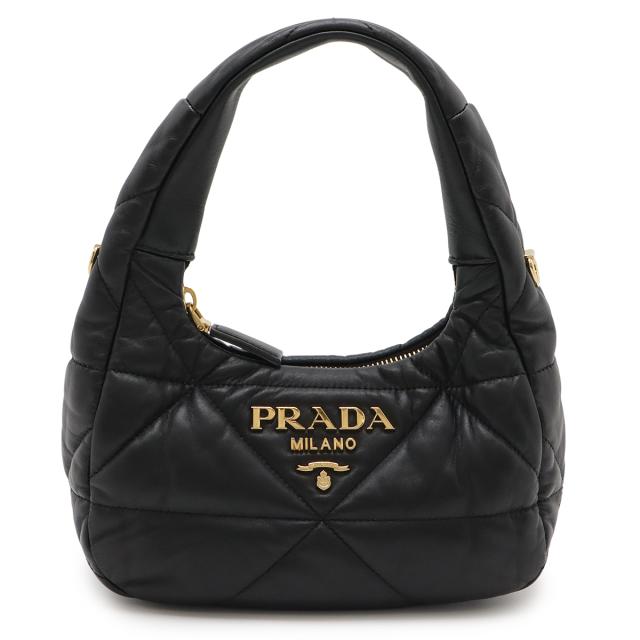 PRADA プラダ パデッド ナッパレザー ハンドバッグ ミニバッグ キルティング NERO 黒 ブラック ゴールド金具 ストラップ欠品 1BA384