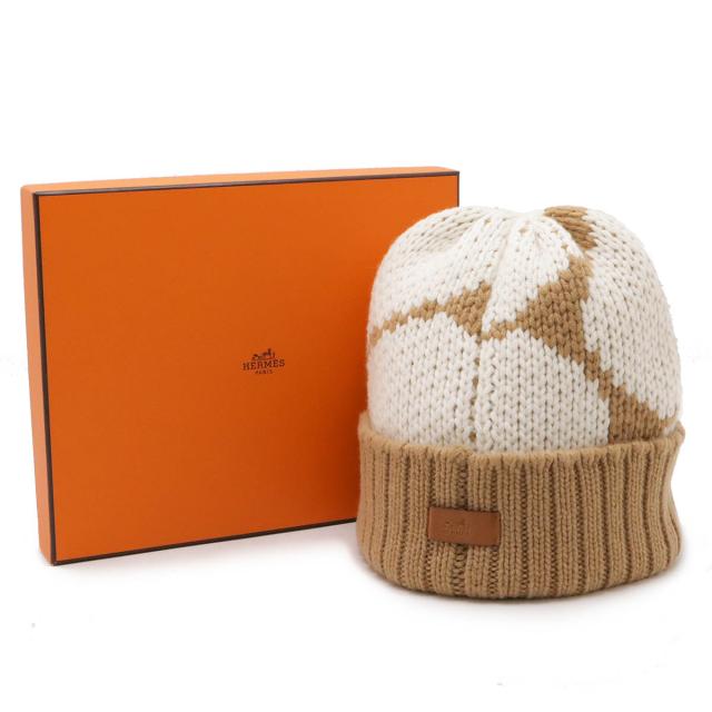 HERMES ニット帽　サイズＭ 中古・古着通販】HERMES (エルメス) カシミヤニット帽 ネイビー サイズ