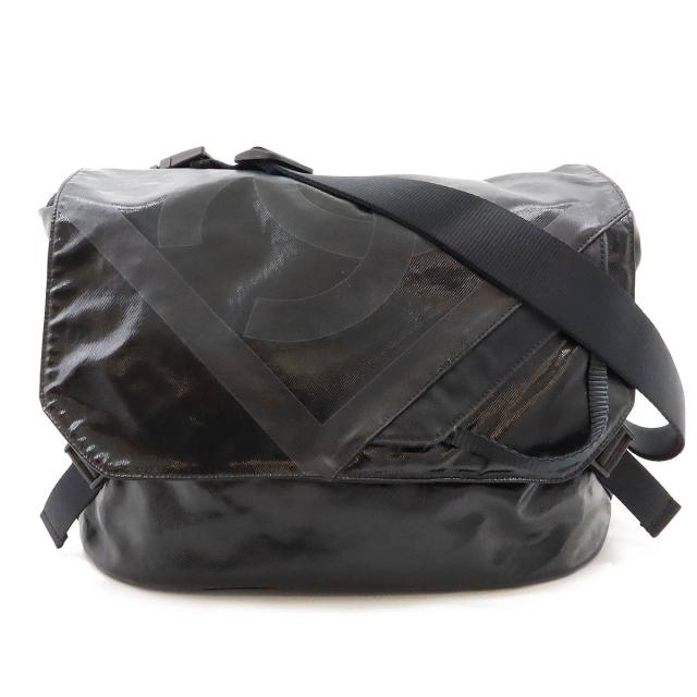 CHANEL シャネル スポーツライン ココマーク ショルダーバッグ メッセンジャーバッグ 斜め掛け コーティングキャンバス ブラック 黒 A35976
