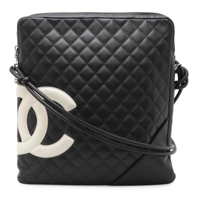 CHANEL シャネル カンボンライン ココマーク　ショルダーバッグ 斜め掛け カーフスキン レザー ブラック 黒 シルバー金具 A25179