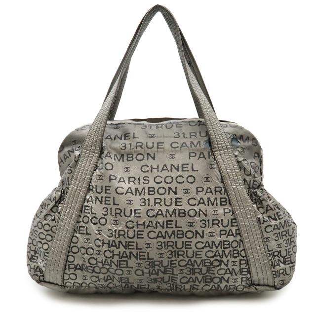 CHANEL シャネル アンリミテッド ロゴ トートバッグ ショルダーバッグ ショルダートート セミショルダー 肩掛け ナイロン シルバー A46114