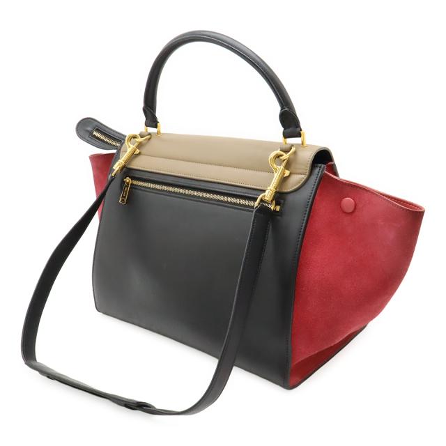 CELINE セリーヌ トラペーズ ハンドバッグ 2WAY ショルダーバッグ セミショルダー 肩掛け レザー スエード ベージュ ブラック 黒 ボルドー CELINE セリーヌ トラペーズ ハンドバッグ 2WAY ショルダーバッグ
