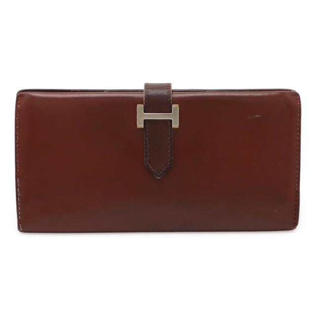 HERMES エルメス ベアン クラシック 2つ折長財布 二つ折り長財布 ボックスカーフ BOXカーフ レザー ルージュアッシュ シルバー金具 □E刻印