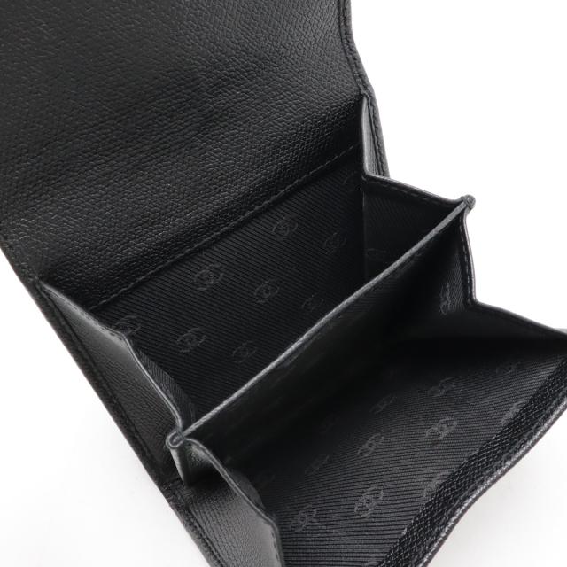 ココボタン Wホック CHANEL 3つ折財布 三つ折 黒 シャネル 財布 ココ
