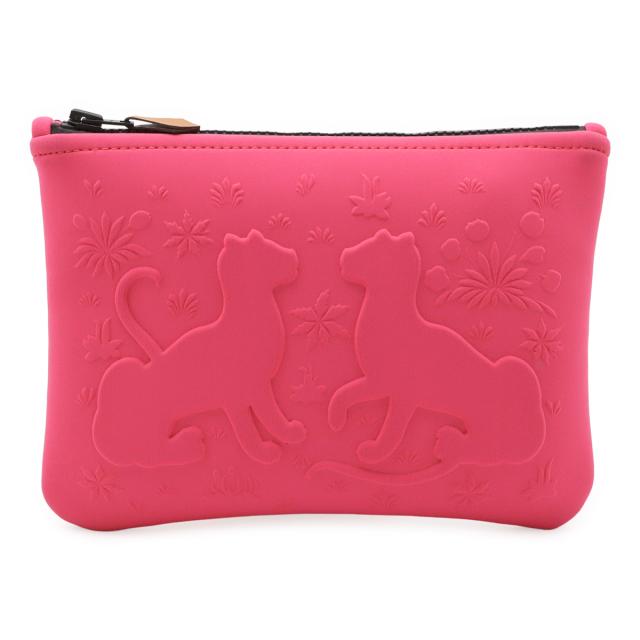 HERMES エルメス ネオバン レオパード PM 化粧ポーチ メイクポーチ コスメポーチ マルチポーチ 小物入れ ポリアミド エラスタン ピンク