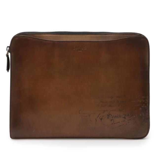 ベルルッティ カリグラフィ ブラウン レザー ビジネスバッグ ダーク