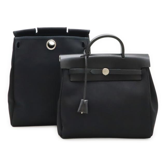 HERMES エルメス エールバッグ アドPM リュックサック バックパック 2WAY ハンドバッグ トワルオフィシエ レザー ブラック 黒 シルバー金具 □E刻印