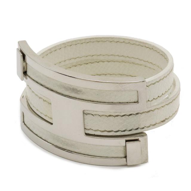 エルメス バングル プスプス シルバー レザー H ブレスレット HERMES エルメス プスプス ブレスレット バングル Hモチーフ