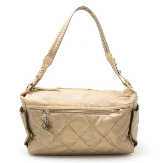 CHANEL シャネル パリビアリッツ ショルダーバッグ ワンショルダー セミショルダー 肩掛け コーティングキャンバス ブロンズゴールド A34206