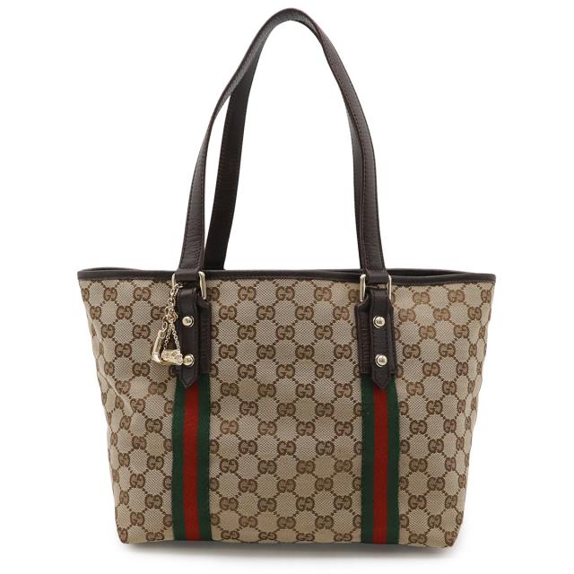GUCCI グッチ シェリーライン ブラウン GGキャンバスレザートートバッグ グッチ GG シェリーライン トートバッグ ブラウン キャンバス レザー