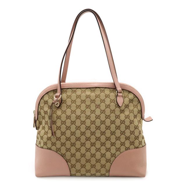 GUCCI グッチ GGキャンバス トートバッグ ショルダーバッグ ショルダートート レザー カーキベージュ ピンク 449243