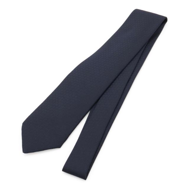 HERMES エルメス ネクタイ CRAVATE FACONNEE H Hロゴ 総柄 シルク100% ダークネイビー 濃紺 030190T