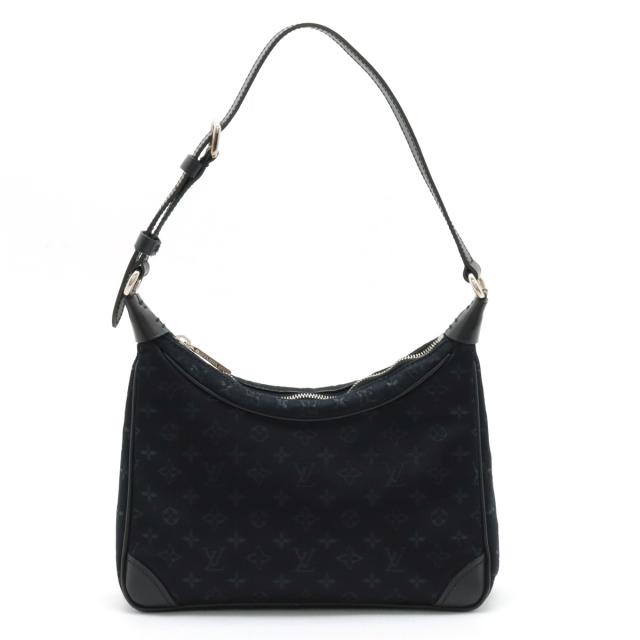 LOUIS VUITTON ルイ ヴィトン モノグラムサテン リトルブローニュ アクセサリーポーチ ミニハンドバッグ レザー ノワール ブラック M92142