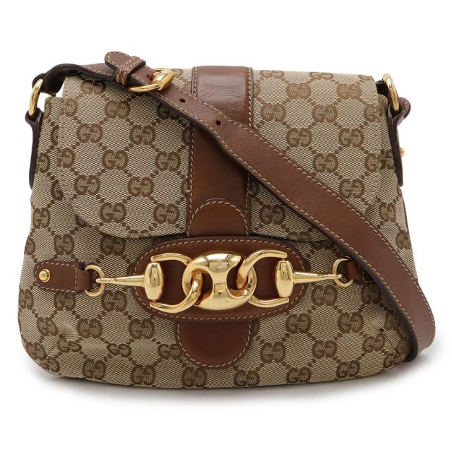 【希少】グッチ GG ハンドバッグ キャンバス レザー ホースビット ブラック GUCCI（グッチ） ハンドバッグ ホースビット GGキャンバス/レザー