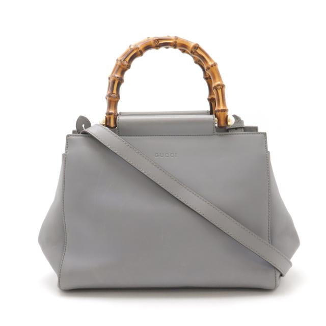 GUCCI グッチ ニムフェア スモール バンブー ハンドバッグ 2WAY ショルダーバッグ レザー フェイクパール グレー 453767