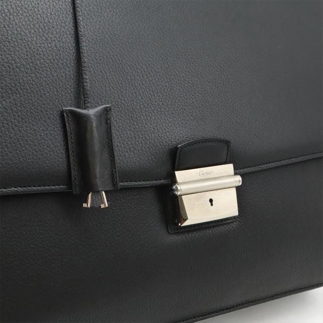 本物 カルティエ ビジネスバッグ メンズ パシャ ドゥ 黒 2Cロゴ 本革