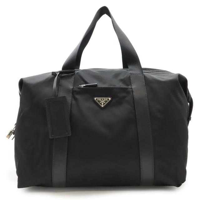 PRADA プラダ トライアングルロゴ ボストンバッグ トラベルバッグ 旅行カバン ラージトート ナイロン レザー NERO 黒 ブラック V49Z