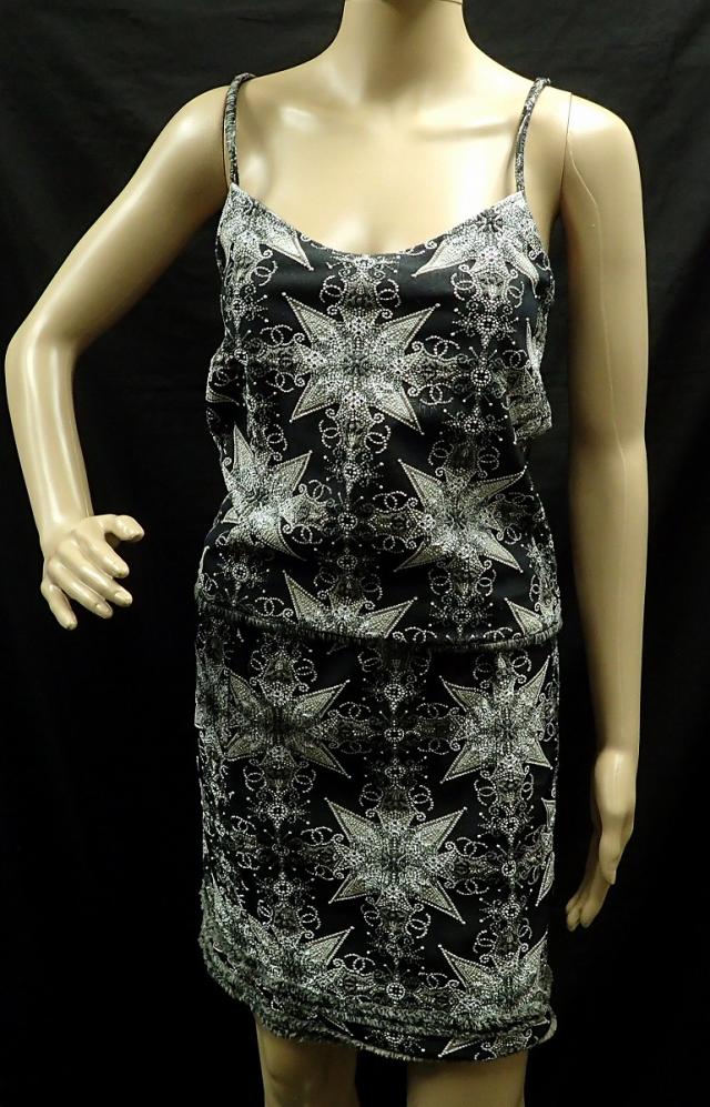 CHANEL シャネル キャミソール スカート セットアップ 刺繍 銀糸 ブラック シルバー クリーニング済 #38 M4533 P28810V18723