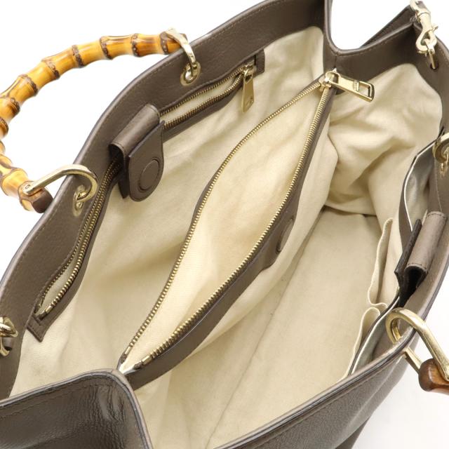 GUCCI グッチ バンブー ショッパー ラージトート トートバッグ ハンドバッグ 2WAY ショルダーバッグ レザー モカブラウン系 ゴールド金具 323658 GUCCI グッチ バンブー ショッパー ラージトート トートバッグ