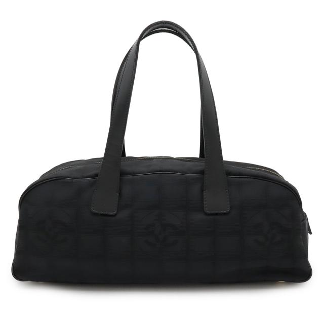 CHANEL シャネル ニュートラベルライン ミニボストンバッグ ハンドバッグ ナイロンジャガード レザー ブラック 黒 ゴールド金具 A15828