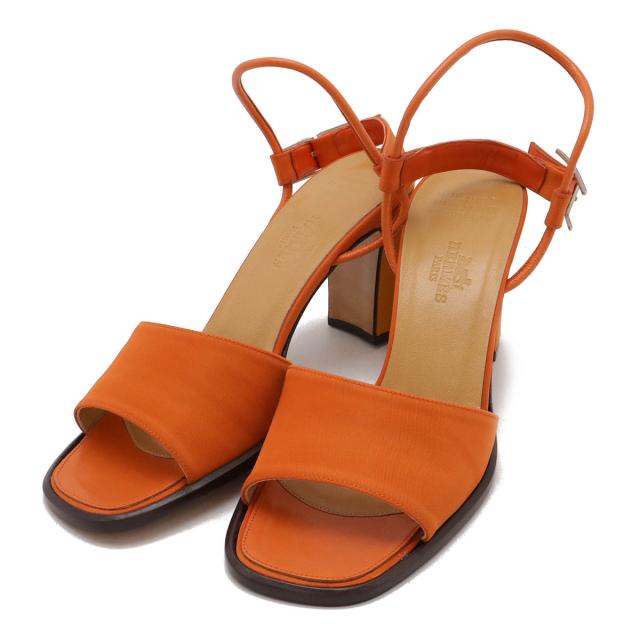 HERMES エルメス ストラップサンダル アンクルストラップ ナイロン レザー オレンジ #36 日本サイズ約23cm
