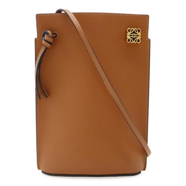LOEWE ロエベ アナグラム ダイスポケット ショルダーバッグ ショルダーポーチ ポシェット クラシックカーフ レザー タン ブラウン 茶 C630R12X01