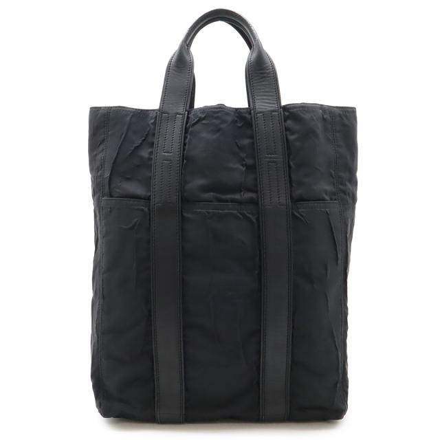 HERMES エルメス アカプルコ カバスMM トートバッグ ラージトート ハンドバッグ 縦長 ナイロン レザー ブラック 黒